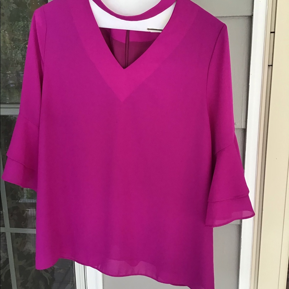 Pretty Ladies pink Barbie core Dressy Aryeh  Top magenta color medium